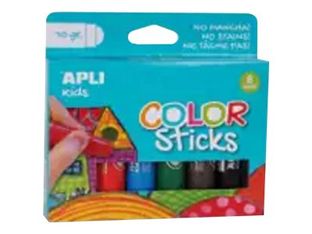 APLI kids COLOR Sticks - 6 tubes de gouache - tempéra - noir, rouge, bleu, jaune, marron, vert olive
