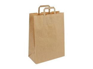 Logistipack - Bolsa de regalo - ampliable - 14 cm x 8 cm x 22 cm - marrón - paquete de 50