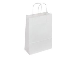50 Sacs cadeau kraft - poignées torsadées - 18 cm x 8 cm x 22 cm - blanc
