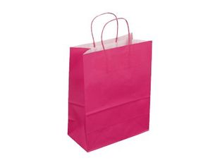 50 Sacs cadeau kraft - poignées torsadées - 18 cm x 8 cm x 22 cm - fuchsia