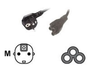MCL Samar - câble d'alimentation 2 pôles + terre (M) vers fiche tripolaire C5 (F) - 2 m
