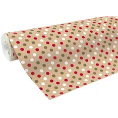 Clairefontaine - Papier cadeau kraft - 70 cm x 50 m - 60 g/m² - pois rouge/blanc/or