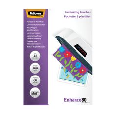 Fellowes Laminating Pouches Enhance 80 micron - 80 micrones - paquete de 100 - mate - A3 (297 x 420 mm) bolsas para laminación