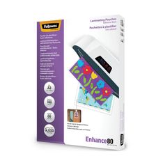 Fellowes - 100 pochettes de plastification A3 (303 x 426 mm) - 80 microns - brillantes dos adhésif