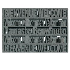 Tapis de sol gratte pieds - Bienvenue - 45 x 76 cm - gris