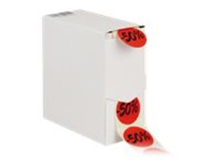 Logistipack - Rouleau de 500 étiquettes -50% en boîte distributrice - Rouge