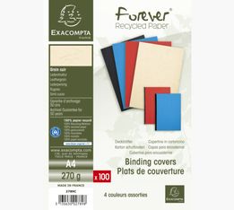 Exacompta - 100 couvertures à reliure A4 (21 x 29,7 cm) - 270 g/m² - couleurs assorties