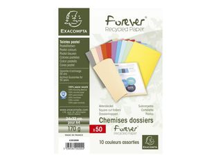 Exacompta Forever 180 - 50 Chemises - 170 gr - pour 200 feuilles - couleurs assorties