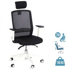 Fauteuil de bureau SCOTT - accoudoirs réglables - appuie-tête réglable - noir base blanche