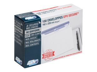 GPV Secure - 100 Enveloppes C5 162 x 229 mm - 90 gr - sans fenêtre - blanc - autocollante