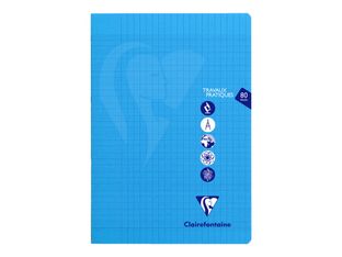 Clairefontaine Mimesys - Cahier polypro de travaux pratiques (TP) - A4 (21x29,7 cm) - 80 pages - grands carreaux (Seyes)/uni - disponible dans différentes couleurs