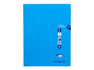 Clairefontaine Mimesys - Cahier polypro de travaux pratiques (TP) - 24 x 32 cm - 80 pages - grands carreaux (Seyes)/uni - disponible dans différentes couleurs