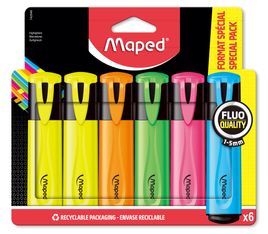 Maped Fluo Peps - Pack de 6 surligneurs - couleurs assorties