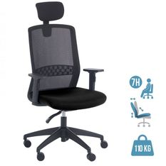 Fauteuil de bureau SCOTT - accoudoirs réglables - appuie-tête réglable - noir