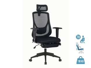Fauteuil de bureau PRORELAX - accoudoirs réglables - appui-tête réglable et repose-jambe téléscopique - noir