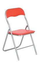 Chaise pliante JUNY - assise et dossier recouverts de PVC - Rouge
