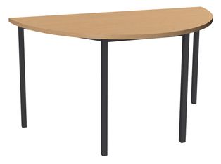 Table de réunion Demi-lune - 120 x 60 cm - Pieds carrés anthracite - imitation hêtre
