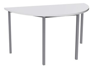 Table de réunion Demi-lune - 160 x 80 cm - Pieds carrés aluminium - Blanc perle