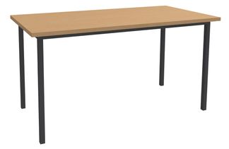Table de réunion rectangulaire - 140 x 70 cm - Pieds carrés anthracite - imitation hêtre