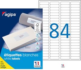Apli Agipa - 8400 Étiquettes adhésives blanches multi-usages - 46 x 11,1 mm - coins arrondis - réf 102165