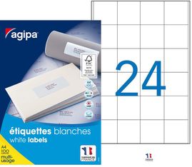 Apli Agipa - 2400 Étiquettes adhésives blanches multi-usages - 50 x 50 mm - coins droits - réf 102166