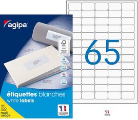 Apli Agipa - 6500 Étiquettes adhésives blanches multi-usages - 38,1 x 21,2 mm - coins arrondis - réf 102199
