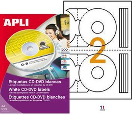 Apli Agipa - 200 Étiquettes adhésives CD/DVD blanches- Ø 114 mm - réf 119883