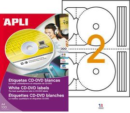 Apli Agipa - 200 Étiquettes adhésives CD/DVD blanches- Ø 117 mm - réf 119884