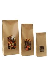 100 Sachets kraft alimentaires à fenêtre - 28,5 x 10 + 5,5 cm