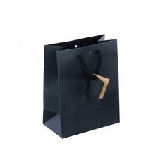 Logistipack - Sac cadeau kraft - poignées cordelières - 18 cm x 10 cm x 22,7 cm - noir