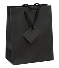 Logistipack - 10 Sacs cadeau kraft - poignées cordelières - 18 cm x 10 cm x 22,7 cm - noir
