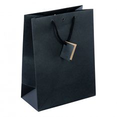Logistipack - Sac cadeau kraft - poignées cordelières - 25 cm x 13 cm x 33 cm - noir