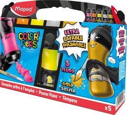 Maped Color'Peps - 5 bouteilles peinture - fluo et métal - 75 ml