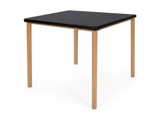 Table collectivité - plateau noir - pied bois