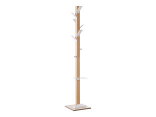 Porte-manteau en bois naturel avec porte parapluie EASYCLOTH - blanc