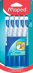 Maped Marker'Peps - Pack de 5 marqueurs effaçables avec chiffonette - pointe fine - bleu