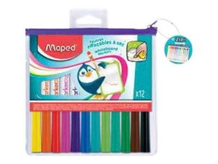Maped Marker'Peps - Trousse de 12 Marqueurs - pour tableau blanc - assortiment de couleurs amusantes