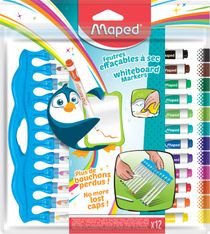 Maped Marker'Peps - Pack de 12 marqueurs effaçables - pointe moyenne - couleurs amusantes assorties