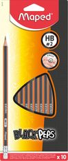 Maped Black'Peps - Pack de 10 crayons à papier - HB - 2,2 mm - embout gomme