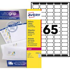 Avery - 1625 Mini Étiquettes adresse blanches - 38,1 x 21,2 mm - Impression laser - réf L7651-25