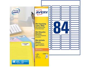 Avery - 2100 Mini Étiquettes multi-usages blanches - 46 x 11,1 mm - Impression laser - réf L7656-25