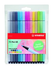STABILO Pen 68 - 15 Feutres pointe moyenne - coloris pastel