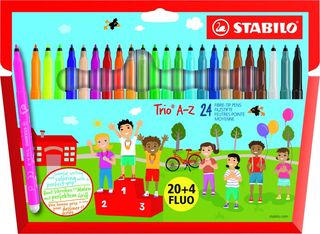 STABILO Trio A-Z - 24 Feutres dont 4 fluo - pointe moyenne