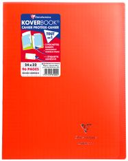 Clairefontaine Koverbook - Cahier polypro 24 x 32 cm - 96 pages - grands carreaux (Seyes) - rouge
