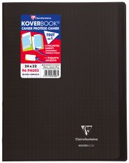 Clairefontaine Koverbook - Cahier polypro 24 x 32 cm - 96 pages - grands carreaux (Seyes) - noir