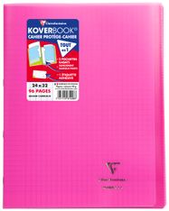 Clairefontaine Koverbook - Cahier polypro 24 x 32 cm - 96 pages - grands carreaux (Seyes) - rose