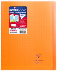 Clairefontaine Koverbook - Cahier polypro 24 x 32 cm - 96 pages - grands carreaux (Seyes) - orange