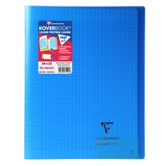 Clairefontaine Koverbook - Cahier polypro 24 x 32 cm - 96 pages - grands carreaux (Seyes) - bleu