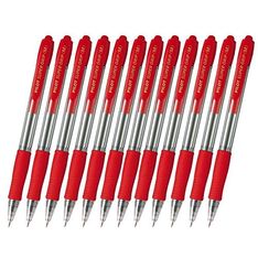 Pilot Super Grip - 12 Stylos à bille - rouge - 1 mm - rétractable