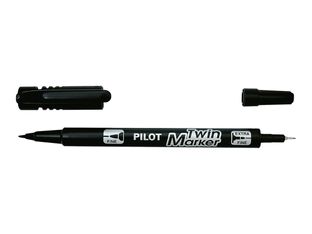 Pilot TWIN MARKER - Pack de 10 marqueurs permanents - double pointe fine et extra fine - noir
